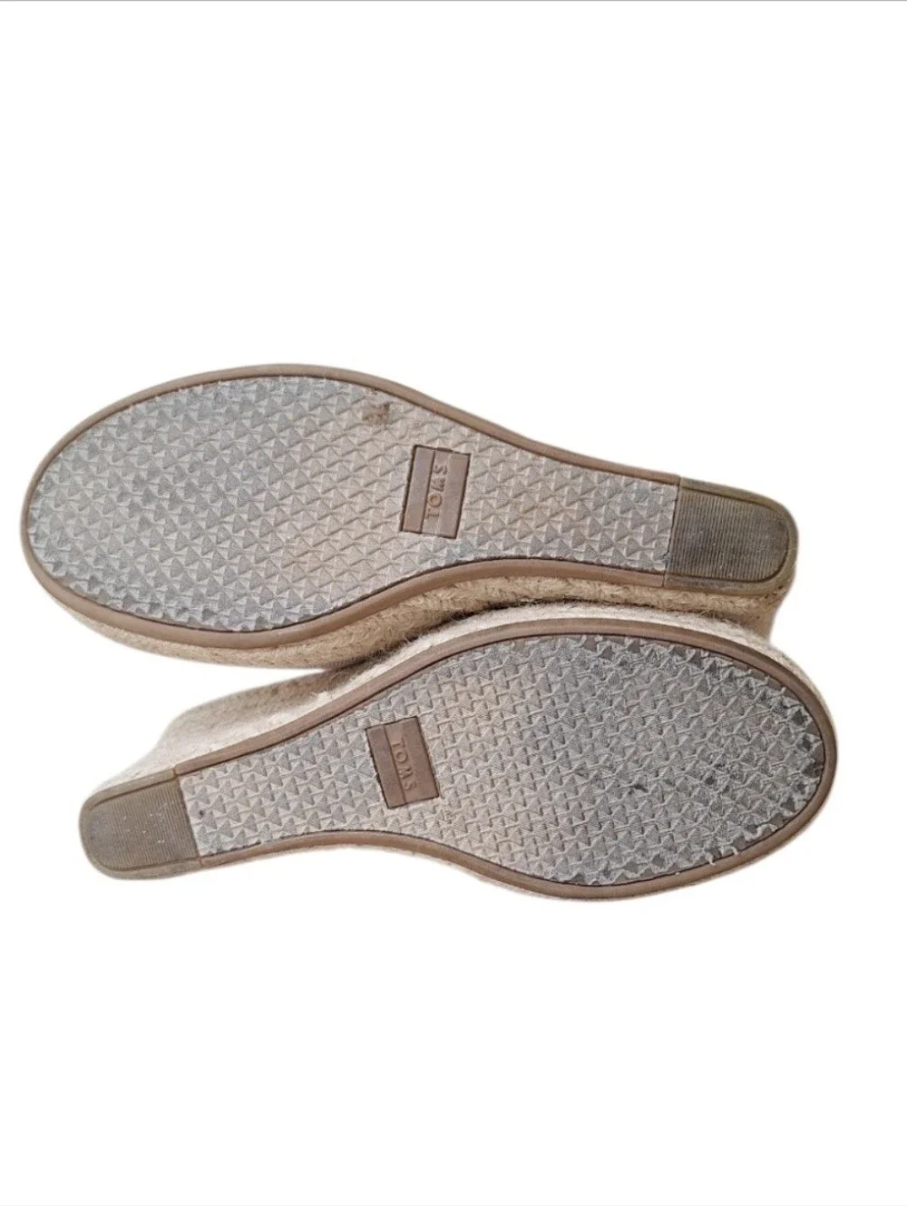 TOMS Canvas Espadrille Wedge Slingback Sandals Natural Linen Size 8.5